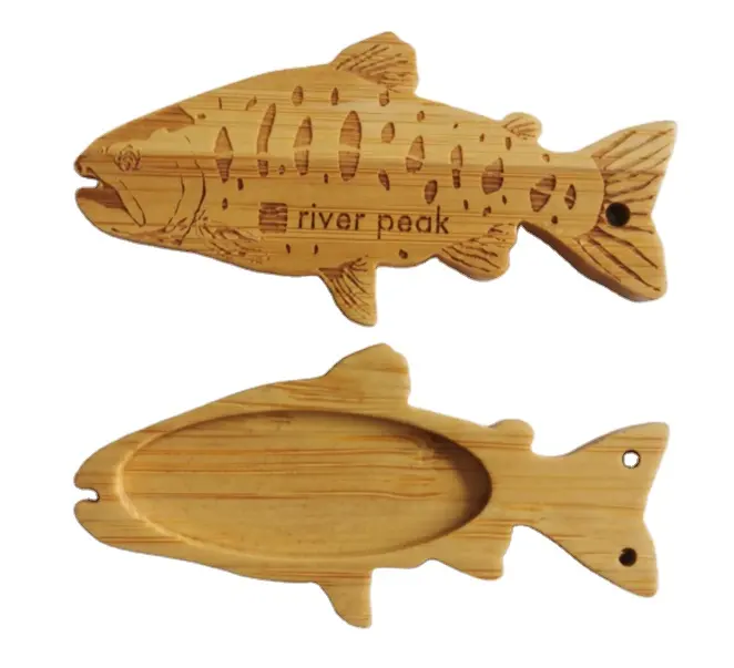 Cnc personalizado esculpir madeira bambu forma de peixe