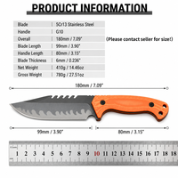 Pisau Berburu Outdoor Fixed Blade Grosir Pabrik, Gagang Anti Selip G10, Alat Survival Bushcraft Dengan Sarung Kydex, OEM Tersedia
