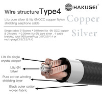 Câble d'écouteurs en argent pur Litz et cuivre Litz 6NOCC avec blindage en nylon 4.4 3.5 2.5 0.78 MMCX