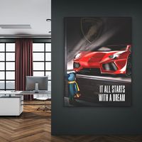Tout commence par un rêve citation d'art mural motivation impression sur toile Inspiration décoration de chambre d'enfant adolescent rêve grand