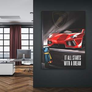 Tout commence par un rêve citation d'art mural motivation impression sur toile Inspiration décoration de chambre d'enfant adolescent rêve grand - Product Image 6