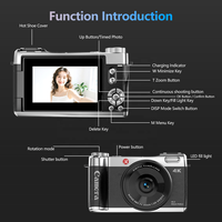 Cámara Digital WIFI 4K 30FPS con Pantalla IPS de 3.0'', 64MP, Enfoque Automático, Zoom 18x, CMOS, Antivibración, Compacta, para Vlogging y Fotografía, Gran Venta