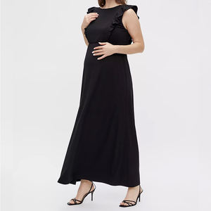 <span class=keywords><strong>Abito</strong></span> lungo da donna nero a manica corta estivo Casual per l'allattamento al seno <span class=keywords><strong>premaman</strong></span> - Product Image 4