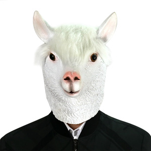 Masque d'alpaga en latex, couvre-chef animal, taille unique, blanc, accessoires de fête cosplay - Product Image 5