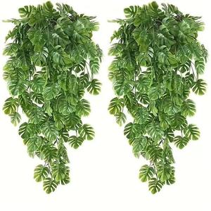 Artificial Monstera <b>Leaf</b> Vine <b>Wall</b> Hanging Greenery <b>Decor</b> for Home Wedding Outdoor Photography Props PVC Plastic 68-Order - Product Image 1