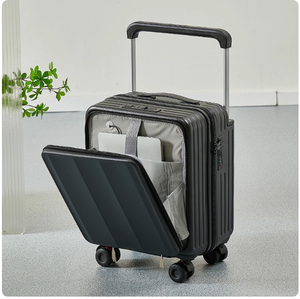 कस्टम 18-इंच के छोटे सामान लक्जरी कॉम्पैक्ट कैरी-ऑन ट्रैवल सूटकेस एल्यूमीनियम हैंडल फ्रंट-ओपनिंग स्क्वायर केबिन केस - Product Image 2