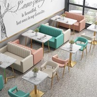 Ensemble de canapé de stand commercial moderne de luxe léger, table et chaises combinées, cuir PU, simple, café, boulangerie, restaurant