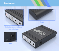 WGP Baterai Lithium Portabel Fase Tunggal Multioutput Online USB 5V 9V 12V Mini UPS untuk Router WiFi Kamera CCTV Ponsel