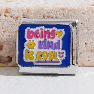 Good Vibes Charm Bracelet Blue Enamel Unisex Jewelry Modular Fashion Accessory - Product Image 2