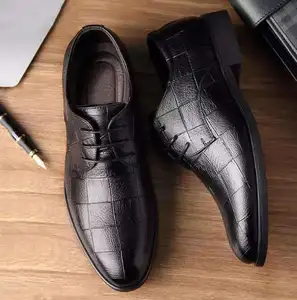 Men's British Style Black Trendy Leather Shoes Casual Business Dress Pointed Toe Large Size Artificial Leather Shoes For Men