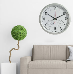Cadeau de décoration pour la maison Design simple Horloge murale ronde en plastique de 14 pouces avec température et humidité - Product Image 6
