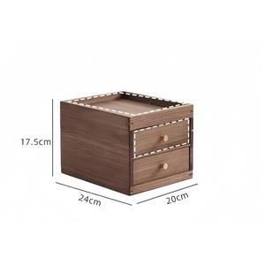 Classica Scatola Portaoggetti a Tre Livelli in Legno di Noce Nero Nordamericano, Cassetto da Scrivania per Tè, Dolci, Ufficio e Soggiorno - Product Image 6