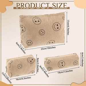 Trousse de Maquillage en Velours Côtelé Esthétique pour Femmes, Sacs à Main, Sacs à Bandoulière, Motifs Points Souriants, Organisateur de Maquillage, Sac de Rangement, Étui pour Filles - Product Image 5
