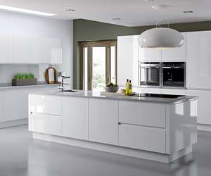 Custom High Gloss Modular <b>Kitchen</b> Cabinets <b>Island</b> Complete Set for Apartment and Villa Use - Product Image 2