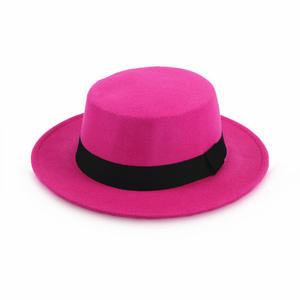 Chapeau Fedora classique à large bord SOLPOP, chapeau derby d'église, chapeau de cowboy pour femmes et hommes, chapeau plat en feutre, chapeau de jazz, chapeau de pork pie avec ruban - Product Image 4