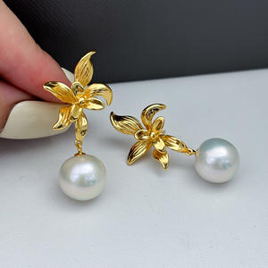 Accesorios de Plata S925 para DIY con Perlas, Cuentas Redondas de 11-15 mm y Pequeñas Flores para Pendientes de Moda, Modelo 22292 - Product Image 2