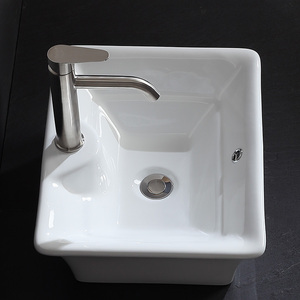 Lavabo de Cerámica Blanco Puro Moderno, de un Solo Orificio, Fácil de Limpiar, para Baño, Hotel y Apartamento, <span class=keywords><strong>Precio</strong></span> de Fábrica - Product Image 4