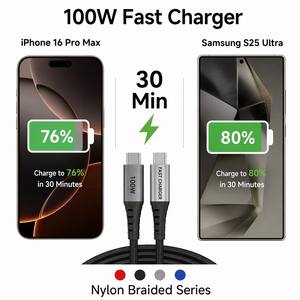 Cavo USB-<span class=keywords><strong>C</strong></span> per Ricarica Rapida 100W PD 3.0 5A, Cavo di Ricarica Intrecciato in Nylon per Telefoni iOS e Android, iPad, Computer - Product Image 2