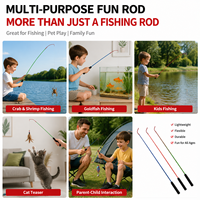 Canne à pêche portable en fibre de verre et EVA durable pour chat, pour lac et ruisseau, tailles 55cm-1.8m, mini canne pour enfants pour attraper crabes, crevettes et poissons rouges