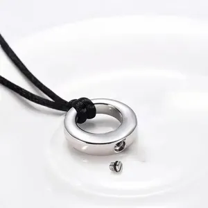 Kalung Guci Abu Bulat dari Baja Tahan Karat, Liontin Kremasi Hewan Peliharaan Mini, Kenang-kenangan Peringatan, Perhiasan Suvenir Pemakaman - Product Image 3