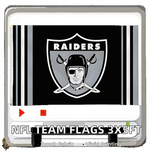 Bannière personnalisée de haute qualité 3x5 pieds pour l'équipe de football de la <span class=keywords><strong>NFL</strong></span>, 100% polyester numérique pour les drapeaux des Raiders d'Oakland, toutes les équipes en stock - Product Image 2
