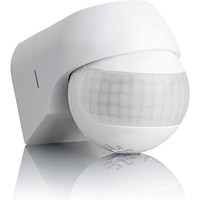 Détecteur de mouvement mural extérieur IP44 à capteur PIR, angle de détection de 180°, LED adaptée à une alimentation 220-240V, lumière ambiante réglable