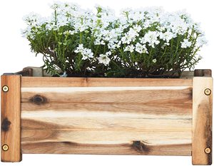 Acacia Wooden Planter Box, Rectangle Shape for Garden, Patio or Window, 17 x 9.7 x 7 Inch