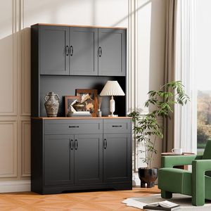 Nhà Bếp Đựng thức ăn lưu trữ tủ hiện đại nhà bếp hutch Bar tủ với lò vi sóng đứng gỗ tự chọn sideboard với hutch tủ - Product Image 5