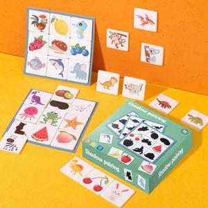 Animal Fruit Shape Pairing Game Educational Memory Card Toy Toddlers <b>Shadow</b> Matching Cards Wood Blocks - Product Image 1