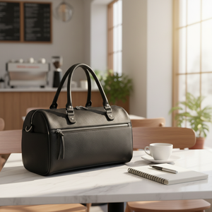 Bolso <span class=keywords><strong>de</strong></span> Mano <span class=keywords><strong>de</strong></span> Diseño para Mujer, en PU Negro, con Cierre, <span class=keywords><strong>Tres</strong></span> Correas, Patrón <span class=keywords><strong>de</strong></span> Hilo, Correa <span class=keywords><strong>de</strong></span> Hombro Ajustable, Gran Capacidad, Estilo Bowling, Resistente - Product Image 6