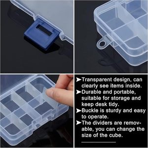 Caixa de Armazenamento de Unhas em Plástico PP Reciclável Transparente com 10 Compartimentos Vazia para Pedras Preciosas e Joias - Product Image 3