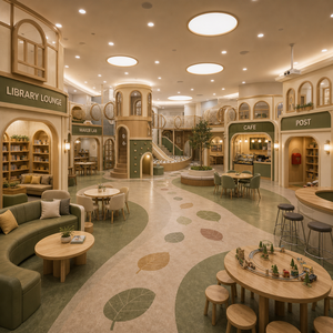 Attrezzature Commerciali per Parchi Giochi al Coperto: Mini Città Morbida con Caffetteria, Clinica e Supermercato per Bambini (FEC) - Product Image 1