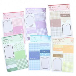 Soft Wind Sleep Ancient Simple Grid Self-Adhesive <b>Memo</b> <b>Pad</b> Paper Material 9x11.5cm with Customized for Messaging - Product Image 4