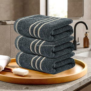 Serviette de toilette en coton premium gris foncé, toucher doux, tissu microfibre, pour hôtel, salle de bain, gym, spa et vente en gros - Product Image 5
