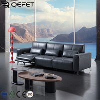 Canapé d'angle en cuir véritable pour salon, avec fauteuil inclinable électrique et dossier réglable en hauteur, ensemble de canapés motorisés extensibles