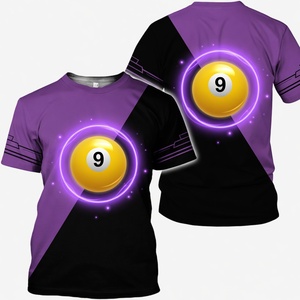 Camiseta Deportiva Casual de Manga Corta con Cuello Redondo y Diseño de Ondas Dinámicas en Bloques de Color Negro, Sublimación 3D de 9 Bolas para Hombre S.Q.F. - Product Image 3