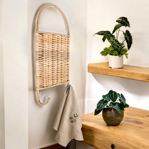 Étagère de rangement en rotin naturel tressé à la main, style bohème, écologique, pour entrée, chambre, salle de bain, anniversaire - Product Image 1