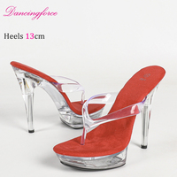 Sandales à talons hauts sexy de 13 cm, plateforme, talon transparent en cristal, chaussures de mariage, chaussures de soirée, chaussures de banquet
