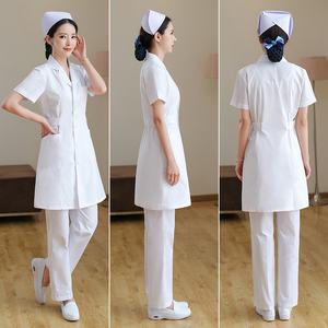 Camice bianco da donna uniforme da infermiera per cure mediche odontoiatriche casa di cura di bellezza orale-ospedale a maniche corte - Product Image 1