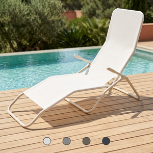 Chaise longue Est avec accoudoirs, inclinable manuellement, design pliable, structure en acier carbone pour plus de commodité - Product Image 2