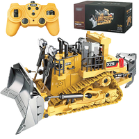 LINK BRAND 1:24 Bulldozer et pelle en alliage télécommandés sans fil Voitures RC Effet sonore et lumineux pour les enfants