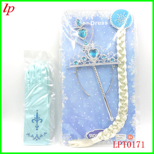 <b>Frozen</b> Crown Scepter Wig Braid Gloves Set For Costume <b>Dress</b> Up Play 3+ LPT0172 - Product Image 2