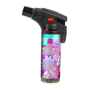 Vente en gros 2025, briquets à jet de cigarette en plastique coupe-vent rechargeables au butane avec logos personnalisés, pour cadeaux - Product Image 1