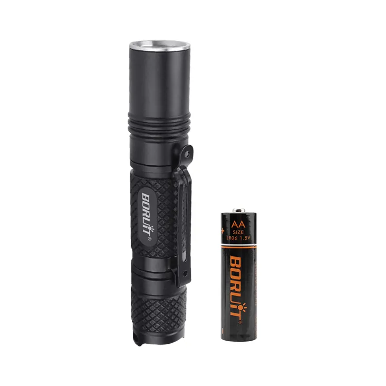 BORUiT BC01 High Quality Everyday Carry Torch Best EDC Flashlight Tactical LED with AA battery