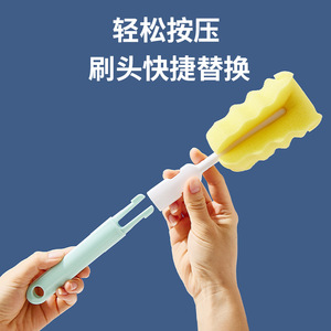 Ensemble de brosses à biberons avec long manche et brosse pour tétine, pour le nettoyage des gobelets, couleur rose - Product Image 4