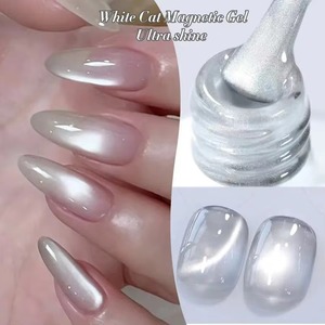 Esmalte de Uñas Magnético Ojo de Gato Blanco Plateado, Ultra Brillante, Removible con UV, Gel Espejo, Barniz Magnético para Navidad - Product Image 4