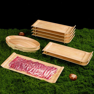 Trendy Mountain-Style Hot Pot with Freshly Sliced Beef Platter, Snowflake Beef <b>Plate</b>, Commercial <b>Melamine</b> Rectangular Grill - Product Image 2