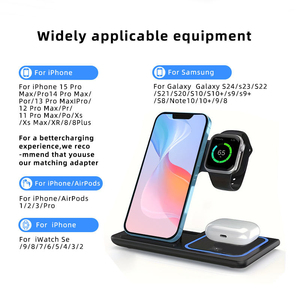 แท่นชาร์จไร้สายแม่เหล็ก 3-in-1 พร้อมที่วางและไฟกลางคืน ชาร์จเร็วสำหรับ iPhone หูฟัง และสมาร์ทวอทช์ - Product Image 3