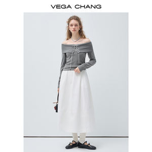 VEGA CHANG Falda Preencogida Estilo Francés Minimalista, Rejuvenecedora, Esencial para Combinar en Capas, Primavera/Verano - Product Image 4