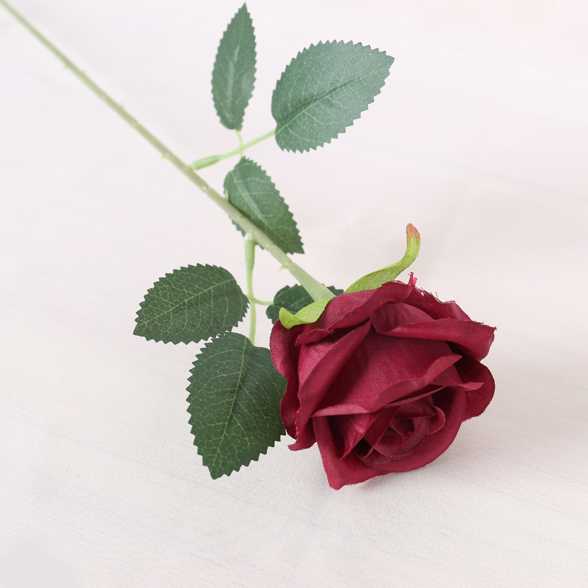 One rose burgundy-silk cloth